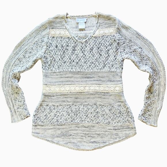 Soft Surroundings sweater marled ivory knit lace size M - Picture 1 of 8